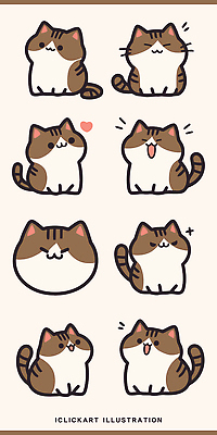 동물 캐릭터 디자인 감정 스티커 일러스트 표정 사랑 웃음 반려동물 귀여움 고양이 놀람 기쁨 그리기 즐거움 그림 국내일러스트 AI파일 컨셉 포유류 모션 파일형식 벡터
