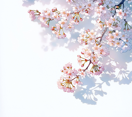JPG 나무 식물 꽃 분홍색 컬러 백그라운드 일러스트 자연 생명 그림자 봄 벚꽃 광선 흰색 화사함 만개 뷰티풀 국내일러스트 AI일러스트 AI콘텐츠 계절 컨셉 생태계 파일형식