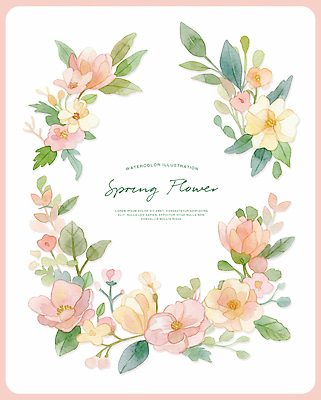 PSD 식물 전통 디자인 계절 꽃잎 꽃 컬러 일러스트 자연 나뭇잎 수채화 미술 장식 파란색 꽃병 봄 빈티지 원형 그림 꽃프레임 아카시아 국내일러스트 도형 나무 컨셉 잎 문화예술 프레임 생태계 파일형식