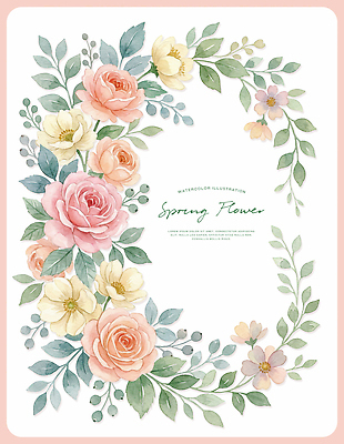 PSD 식물 디자인 꽃 예술 컬러 일러스트 봄꽃 자연 수채화 프레임 그래픽 장식 봄 빈티지 그림 화사함 조화 꽃프레임 뷰티풀 색감 국내일러스트 계절 컨셉 생태계 파일형식