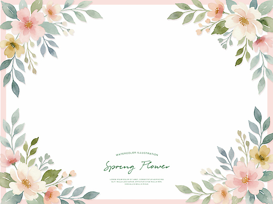PSD 식물 디자인 꽃 예술 컬러 백그라운드 잎 일러스트 자연 수채화 프레임 장식 봄 벚꽃 빈티지 그림 꽃프레임 뷰티풀 국내일러스트 계절 컨셉 생태계 파일형식