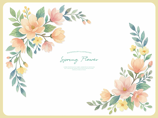 PSD 식물 디자인 꽃 예술 컬러 백그라운드 잎 일러스트 자연 수채화 디지털 봄 빈티지 그림 화사함 조화 꽃프레임 뷰티풀 색채 국내일러스트 계절 컨셉 프레임 생태계 파일형식