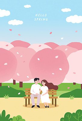 나무 커플 공원 꽃잎 행복 벤치 데이트 일러스트 자연 사랑 풍경 친구 소풍 노을 봄 산책 만남 벚꽃 사랑이야기 국내일러스트 AI파일 자연요소 식물 계절 공공시설 꽃 감정 컨셉 의자 관계 휴식 이야기 야외활동 생태계 파일형식 벡터