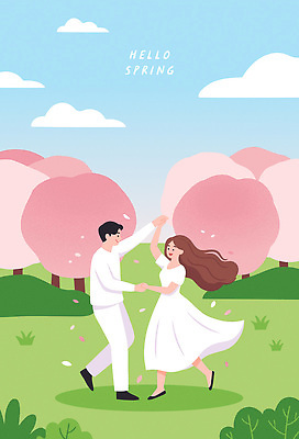 나무 손 커플 옷 꽃 분홍색 백그라운드 일러스트 모션 자연 하늘 바람 사랑 사람 초원 운동 봄 벚꽃 춤 즐거움 평지 국내일러스트 AI파일 자연요소 식물 계절 감정 컬러 관계 날씨 문화예술 건강 신체부위 땅 생태계 파일형식 벡터