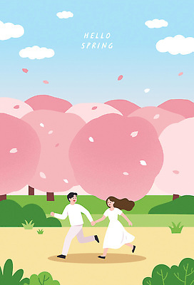 나무 커플 공원 꽃잎 행복 일러스트 모션 자연 하늘 날리기 날씨 사랑 풍경 두명 친구 달리기 운동 봄 만남 벚꽃 즐거움 국내일러스트 AI파일 식물 계절 공공시설 꽃 감정 컨셉 관계 건강 사람 생태계 파일형식 벡터