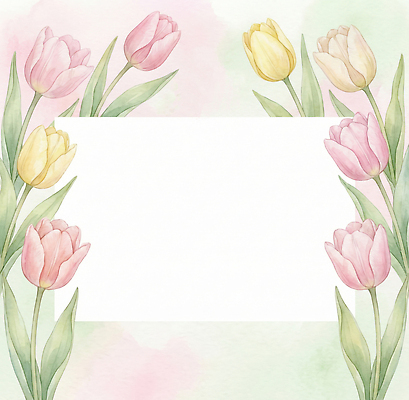 JPG 식물 디자인 꽃 예술 분홍색 컬러 백그라운드 일러스트 자연 수채화 프레임 장식 노란색 봄 튤립 만들기 부드러움 감성 국내일러스트 AI일러스트 AI콘텐츠 계절 컨셉 모션 감각 생태계 파일형식