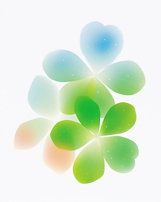 JPG 모양 식물 디자인 예술 컬러 백그라운드 잎 일러스트 자연 초록색 파란색 빛 이미지 부드러움 겹침 비율 단순화된 창의성 국내일러스트 AI일러스트 AI콘텐츠 감각 생태계 파일형식