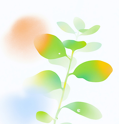 JPG 모양 식물 컬러 백그라운드 잎 일러스트 자연 장식 초록색 파란색 빛 흰색 그림 기하학 조화 블러 색감 국내일러스트 AI일러스트 AI콘텐츠 무늬 생태계 파일형식