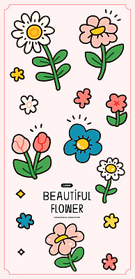 모양 식물 디자인 꽃 예술 컬러 백그라운드 일러스트 자연 해바라기 그래픽 장식 다양 튤립 표현 그림 데이지 뷰티풀 환상 스타일 국내일러스트 AI파일 다수 컨셉 생태계 파일형식 벡터