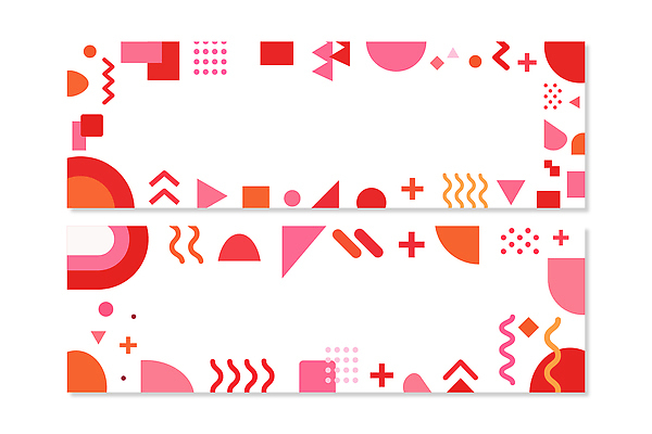 도형 템플릿 디자인 배너템플릿 가로배너 예술 분홍색 컬러 백그라운드 패턴 추상 그래픽 장식 빨간색 현수막 이미지 기하학 창의성 배너세트 반복 AI파일 배너 무늬 가로 세트 파일형식 벡터
