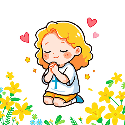 손 꽃 행복 별 기독교 어린이 꽃밭 일러스트 표정 밝음 사랑 노란색 희망 기쁨 천주교 기도 하트 그림 무릎 순간 신앙심 국내일러스트 AI파일 자연요소 모양 식물 감정 종교 컬러 사람 신체부위 파일형식 벡터