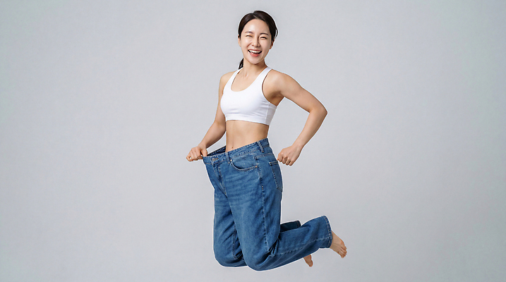 JPG 편집이미지 옷 여자 행복 신체 다이어트 바지 모션 표정 건강 웃음 운동 점프 회색 청바지 의료성형뷰티 스타일 편집실사 AI인물포토 AI콘텐츠 감정 컬러 하의 사람 CG 파일형식 AI포토