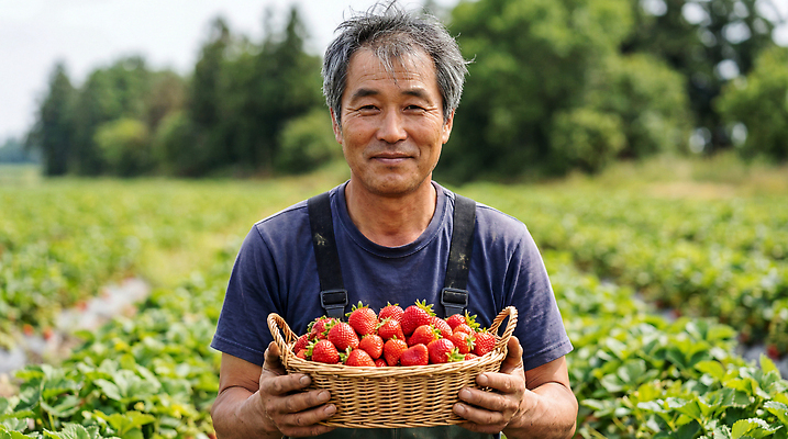 JPG 식물 편집이미지 밭 농업 과일 자연 딸기 초록색 농작물 농장 바구니 수확 신선 작업 농부 의료성형뷰티 편집실사 AI인물포토 AI콘텐츠 직업 산업 컬러 CG 생태계 파일형식 AI포토
