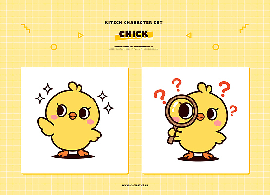 동물 캐릭터 감정 컬러 컨셉 모션 조류 파일형식 벡터 병아리 노란색 백그라운드 기쁨 호기심 디자인 키치 귀여움 표현 스타일 사람 관찰 일러스트 일러캐릭터 AI파일