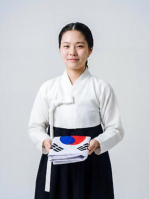 JPG 편집이미지 전통 손 옷 여자 문화 백그라운드 한국 깃발 태극기 전통의상 한복 지역 자부심 의료성형뷰티 편집실사 AI인물포토 AI콘텐츠 한국전통 아시아 사람 신체부위 국기 CG 파일형식 AI포토