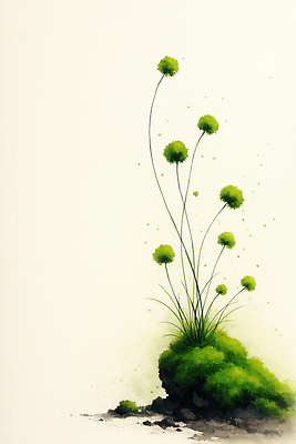 식물 컬러 문화예술 생태계 파일형식 AI콘텐츠 초록색 꽃 줄기 돌_바위 백그라운드 자연 디자인 미술 그림 생명 성장 조화 예술 일러스트 국내일러스트 JPG AI일러스트