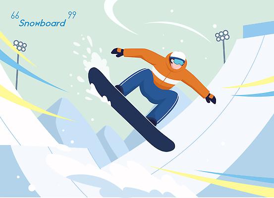 남자 스포츠 겨울 일러스트 모션 놀이 바람 겨울스포츠 조명 취미 운동 설원 점프 경기장 스노우보드 스노우보드선수 국내일러스트 AI파일 자연요소 계절 스포츠시설 날씨 운동선수 눈_날씨 건강 사람 보드_스포츠 파일형식 벡터