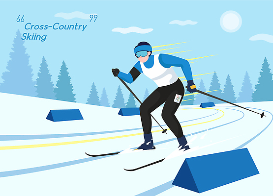 식물 계절 스포츠용품 스포츠 컨셉 겨울 겨울스포츠 건강 풍경 스키용품 파일형식 벡터 크로스컨트리 스키 운동 운동선수 나무 비율 야외 속도 스키장비 폴 연습 경쟁 겨울풍경 산 모션 일러스트 국내일러스트 AI파일