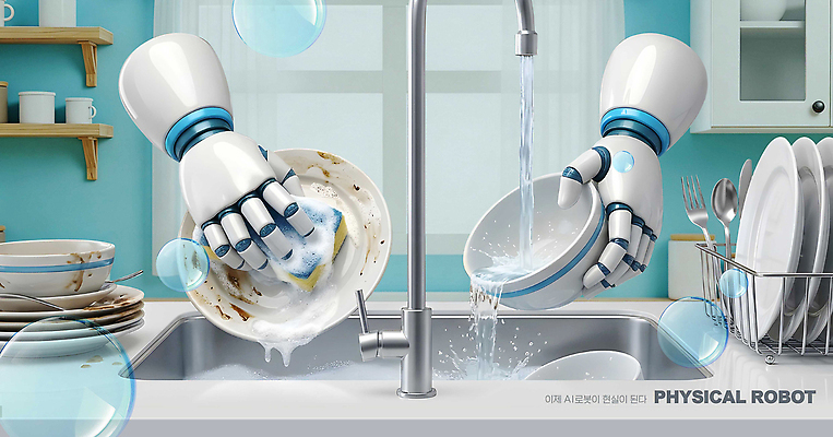 PSD 편집이미지 그릇 손 주방용품 기술 일상 생활 물 주방 가전제품 씻기 설거지 청소 로봇 AI_인공지능 이미지편집 자연요소 식기 생활용품 가사 라이프 신체부위 청결 파일형식