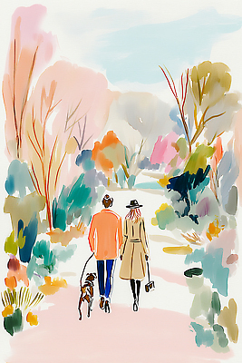 식물 계절 공공시설 감정 포유류 관계 모션 휴식 사람 생태계 파일형식 AI콘텐츠 공원 개 산책 자연 봄 길 나무 꽃 걷기 남자 여자 여유 동물 풍경 컬러 수목 친구 일러스트 국내일러스트 JPG AI일러스트