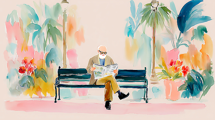 식물 잡화 감정 컨셉 의자 모션 사람 간행물 감각 뉴스 파일형식 AI콘텐츠 남자 신문 읽기 정원 벤치 꽃 안경 수염 시간 평화 나무 편안함 여유 앉기 도시 그림 소식 독서 일러스트 국내일러스트 JPG AI일러스트