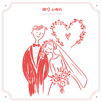 모양 옷 꽃 감정 결혼 관계 표정 미술 정장 이벤트 파일형식 벡터 결혼식 신랑 턱시도 드레스 꽃다발 하트 포즈 미소 사랑 커플 드로잉 기념일 축제 디자인 장식 일러스트 국내일러스트 AI파일 스케치