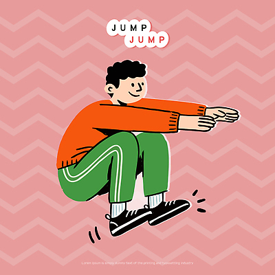 옷 감정 컬러 모션 건강 미술 사람 내부 신체부위 파일형식 벡터 점프 남자 운동 분홍색 그림 백그라운드 무릎 팔 운동복 캐릭터 스케치 생동감 즐거움 실내 일러스트 국내일러스트 AI파일