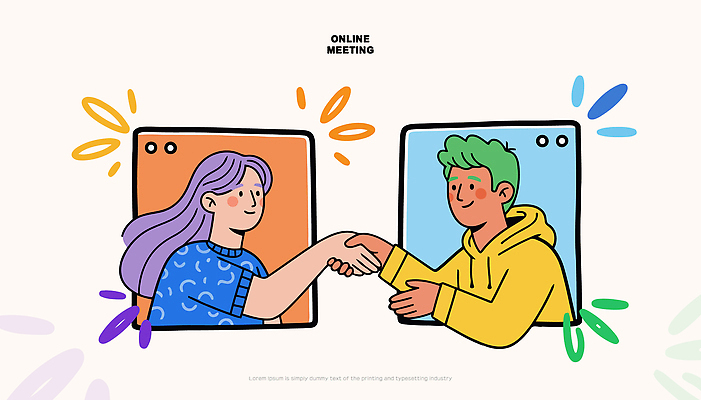 컨셉 비즈니스 관계 말하기 사람 라이프 예절 통화 파일형식 벡터 온라인 회의 소통 스크린 인사 남자 여자 일상 모션 기술 협력 연결 이미지 대화 친구 화상통화 일러스트 국내일러스트 AI파일