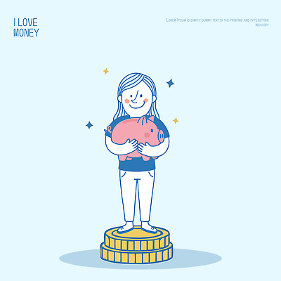 행복 돈 일러스트 관리 사랑 소녀 경제 동전 꿈 저축 저금통 성장 돼지 재산 목표 재테크 투자 이익 비율 모금 재정 국내일러스트 AI파일 여자 감정 어린이 컨셉 비즈니스 포유류 금융 파일형식 벡터