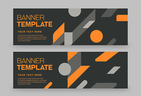 템플릿 배너 컬러 무늬 가로 세트 파일형식 벡터 디자인 그래픽 주황색 회색 도형 알림 홈페이지 텍스트 공간 모양 모던 추상 예시 배너템플릿 AI파일 배너세트 가로배너