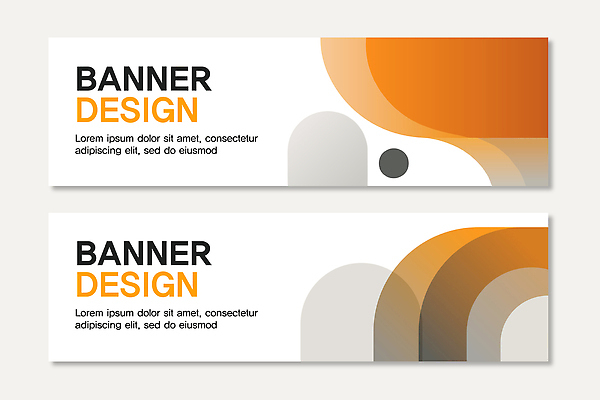 템플릿 디자인 배너 배너템플릿 가로배너 컬러 그래픽 주황색 회색 모던 레이아웃 구성 예시 평면 스타일 배너세트 AI파일 가로 세트 파일형식 벡터
