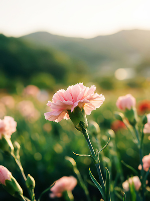 JPG 식물 편집이미지 꽃 꽃밭 자연 풍경 햇빛 환경 성장 어버이날 스승의날 카네이션 뷰티풀 경관 편집실사 AI포토 AI콘텐츠 기념일 태양 CG 생태계 파일형식