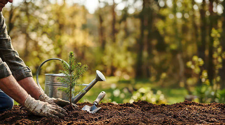 JPG 나무 식물 편집이미지 남자 자연 환경 정원 농사 흙 성장 도구 작업 식목일 물주기 의료성형뷰티 편집실사 AI인물포토 AI콘텐츠 기념일 농업 모션 사람 CG 생태계 파일형식 AI포토