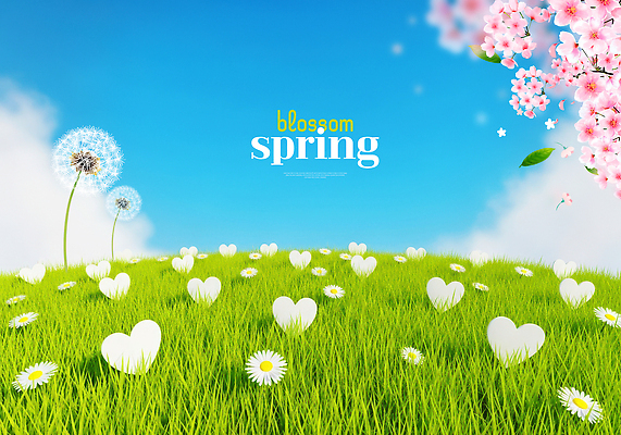 PSD 편집이미지 꽃 꽃밭 자연 하늘 바람 풍경 잔디 초원 일상 파란색 봄 언덕 이미지편집 자연요소 식물 계절 컬러 날씨 라이프 생태계 파일형식