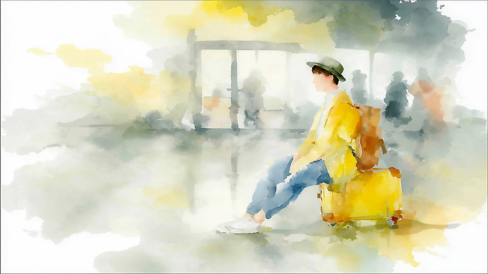 JPG 실루엣 여행 포즈 백그라운드 이동 가방 일러스트 휴식 수채화 사람 앉기 희망 짐 대기 공항 준비 장면 기차역 국내일러스트 잡화 감정 컨셉 교통시설 모션 촬영기법 역 파일형식