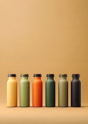 JPG 편집이미지 디자인 컬러 생활용품 백그라운드 재료 조명 내부 갈색 카메라 사각형 촬영 용기 상품 물병 친환경 일렬 나란히 편집실사 AI컴퓨터그래픽 AI콘텐츠 도형 그릇 전자제품 환경 물통 CG 오브젝트 파일형식