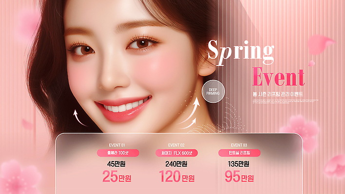 편집이미지 배너 이벤트 뷰티 세일 봄 정보 성형수술 가격 고객 알림 서비스 시술 제안 의료성형뷰티 프로모션 이미지편집 AI파일 계절 수술 파일형식 벡터