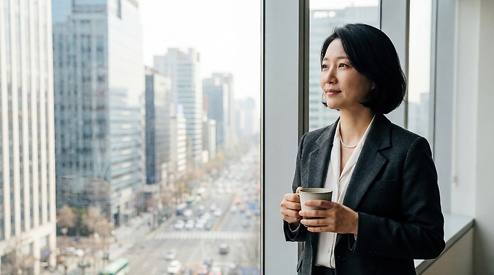 주간 직업 건축물 옷 음료 컨셉 회사 비즈니스 창문 모션 사람 CG 파일형식 AI포토 여자 사무실 창가 커피 도시 풍경 거리 건물 직장 야외 관찰 아침 오후 습관 집중 편집실사 편집이미지 JPG 직장인 정장 CEO 의료성형뷰티 AI콘텐츠 AI인물포토