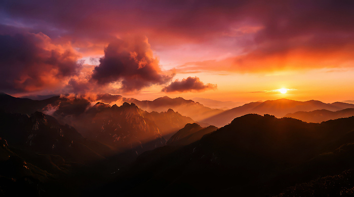 자연요소 뷰포인트 컨셉 노을 CG 생태계 파일형식 AI콘텐츠 일출 산 풍경 빛 자연 컬러 변화 윤곽 하늘 태양 시간 원근감 뷰티풀 편집실사 편집이미지 JPG AI포토