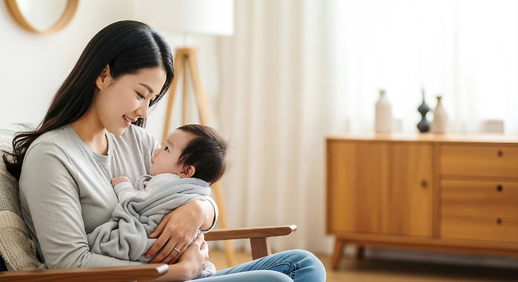 감정 가구 컨셉 가족 관계 모션 표정 말하기 사람 감각 CG 파일형식 AI포토 엄마 아기 거실 의자 미소 사랑 안기 행복 안전 시간 대화 편안함 소통 편집이미지 편집실사 JPG 육아 의료성형뷰티 AI콘텐츠 AI인물포토