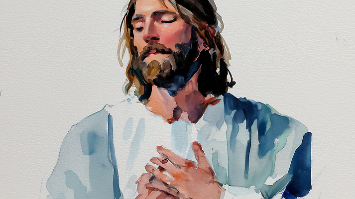 직업 신체부위 신_종교 그림 파일형식 AI콘텐츠 종교 사람 수채화 손 가슴 생각 백그라운드 예술 표현 기도 감정 묘사 인물화 작가 영감 장면 일러스트 국내일러스트 JPG 예수 AI일러스트