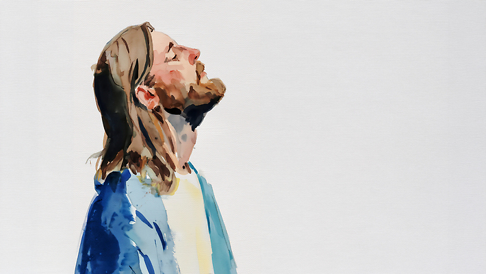 시선 뷰포인트 컨셉 사람 내부 신체부위 신_종교 야간 파일형식 AI콘텐츠 남자 하늘 생각 얼굴 순간 응시 저녁 실내 야외 감정 평화 혼자 앞모습 상상 예술 창작 수채화 표현 일러스트 국내일러스트 JPG 예수 AI일러스트