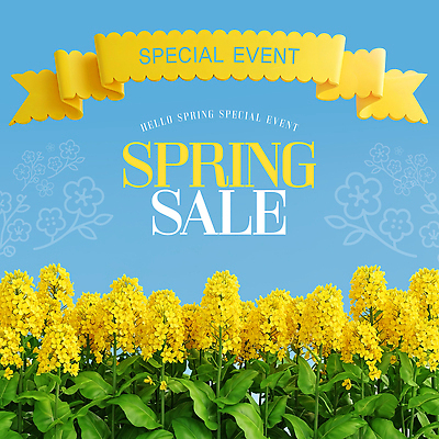 식물 편집이미지 계절 컬러 이벤트 생태계 파일형식 봄 세일 배너 꽃 노란색 하늘 진행 마케팅 고객 알림 프로모션 자연 이미지편집 PSD