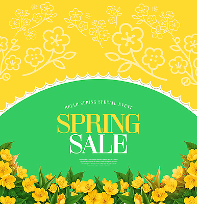 식물 편집이미지 계절 꽃 컬러 봄 파일형식 세일 이벤트 포스터 노란색 백그라운드 디자인 알림 상점 텍스트 봄꽃 이미지편집 PSD