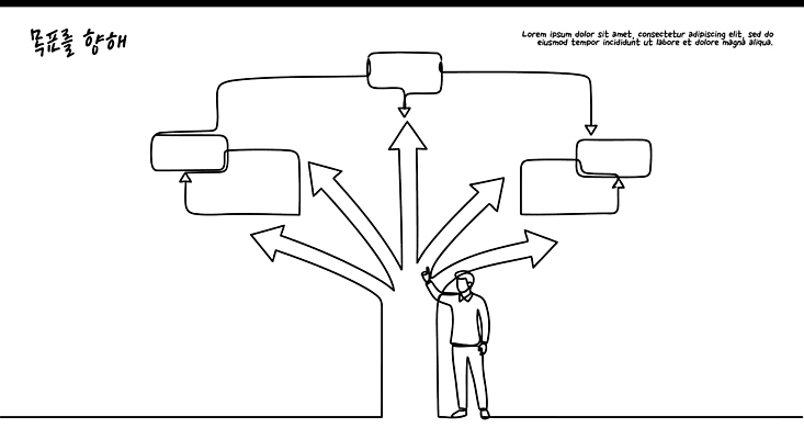 식물 컨셉 일러스트 파일형식 벡터 목표 사람 나무 방향 선택 가능 모션 길 방법 계획 노력 미래 발전 아이디어 성장 국내일러스트 AI파일 라인일러스트