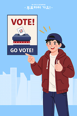 포스터 일러스트 손가락 모션 사람 청년 숫자 엄지손가락 도시 선택 투표 선거 민주주의 의견 목소리 시민 정치 참여 국내일러스트 AI파일 문자 손 컨셉 성인 국민 파일형식 벡터