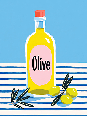 JPG 디자인 열매 컬러 백그라운드 일러스트 식재료 재료 자연 나뭇잎 건강 요리 파란색 주방 식용유 올리브오일 오브젝트 올리브 조화 국내일러스트 AI일러스트 AI콘텐츠 식물 잎 기름_음식 생태계 파일형식