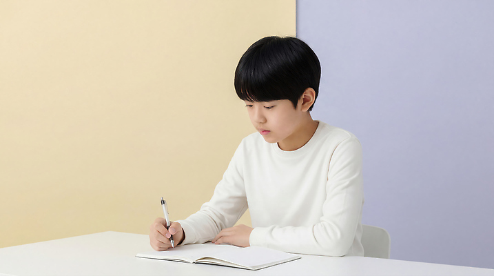 JPG 편집이미지 학생 교육 남학생 생각 교실 모션 청소년 일상 책 학습 펜 공책 쓰는 집중 책상 의료성형뷰티 편집실사 AI인물포토 AI콘텐츠 남자 가구 컨셉 학교 문구용품 사람 라이프 필기구 CG 파일형식 AI포토