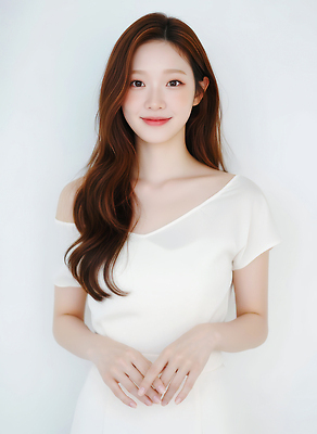 JPG 편집이미지 긴머리 헤어스타일 여자 감정 포즈 백그라운드 실내 미소 매력적 분위기 손모양 의료성형뷰티 편집실사 AI인물포토 AI콘텐츠 모양 컨셉 표정 사람 내부 CG 파일형식 손_신체부위 AI포토