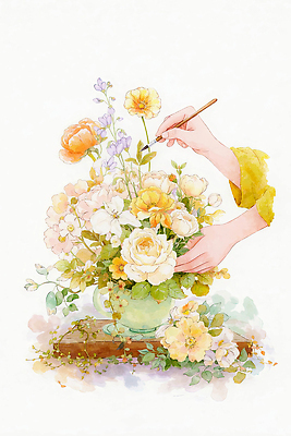 JPG 식물 손 디자인 꽃 예술 컬러 잎 일러스트 자연 장식 꽃병 작업 그리기 공예 꽃꽂이 그림 조경 조화 정물화 창의성 핸드메이드 국내일러스트 AI일러스트 AI콘텐츠 모션 취미 신체부위 생태계 원예 파일형식